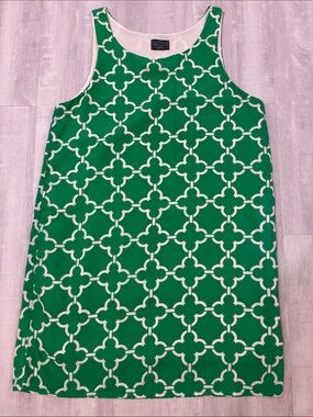 Tinley Sleeveless Green and White Geo-Print Casual Dress Large